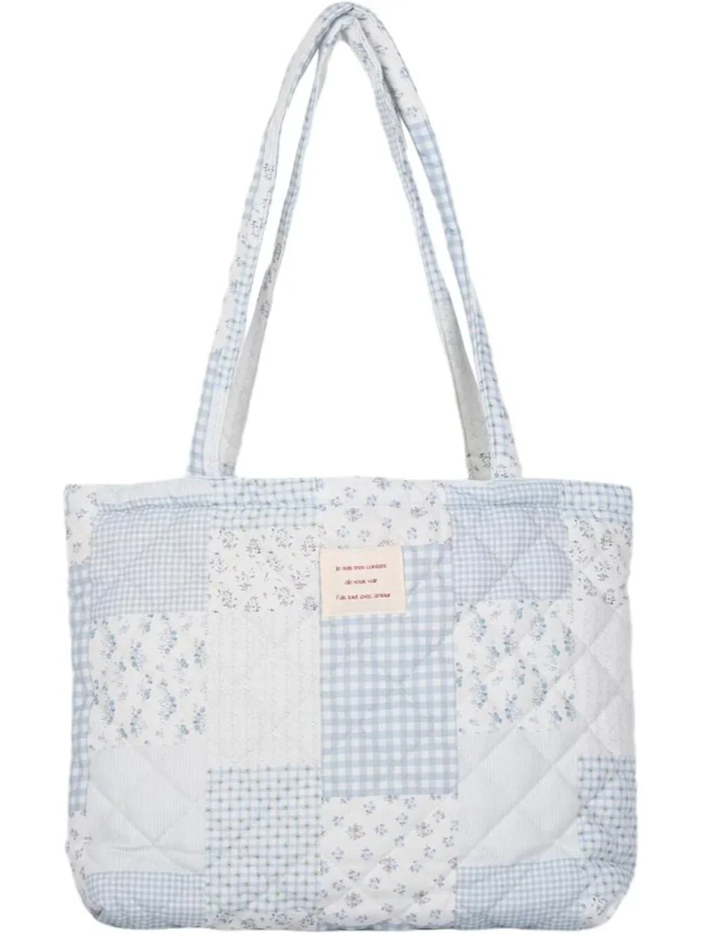 Floral Quilted Cotton Shoulder Bag for Women Daily Use Medium Size Handbag Large